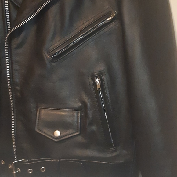 Black Leather Motorcycle Jacket - Picture 3 of 6